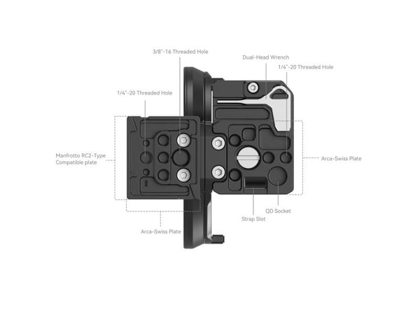 SmallRig 4300, Monteringsplate, Sort, 1/4-20, 3/8-16", M4, China, Canon EOS R5 / R5C / R6 / R6 Mark II