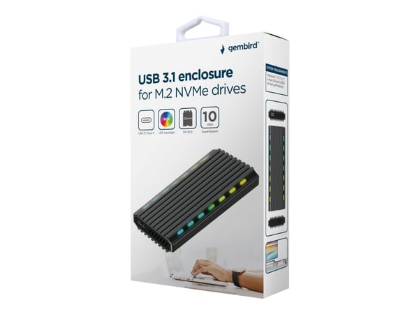 Gembird EE2280-U3C-03 - Lagringspakning - M.2 - M.2-kort (PCIe NVMe & SATA) - USB 3.1 (Gen 2)