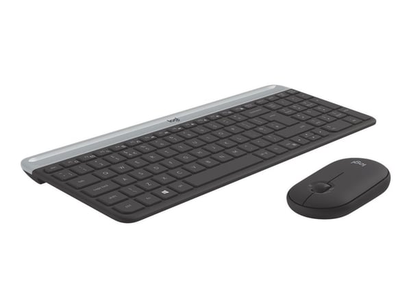 Logitech Slim Wireless Combo MK470 - Tastatur- og mussett - trådløs - 2.4 GHz - US International - grafitt