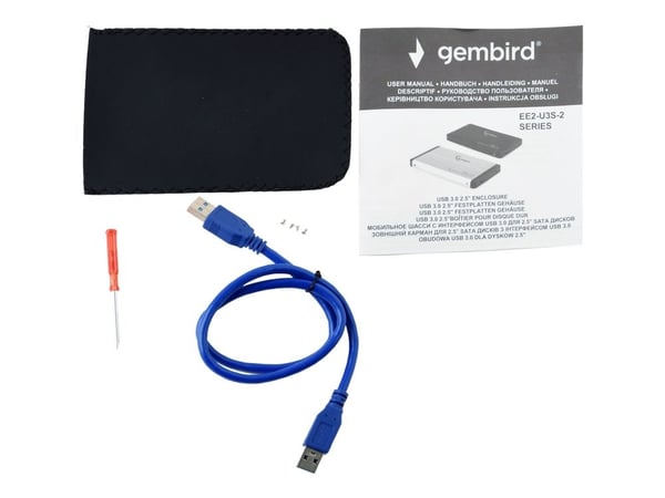 Gembird EE2-U3S-2-B, HDD-kotelo, 2.5", SATA, USB-liitettävyys, Sininen