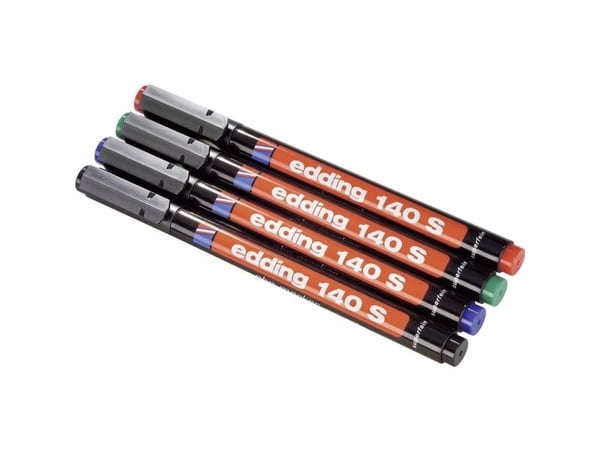 edding 140 - Markør - permanent - svart, rød, blå, grønn - 0.3 mm (en pakke 4)