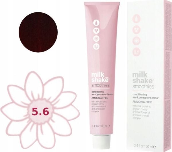 Milk Shake, smoothies, ammoniakkfri, halv-permanent hårfarge, 5.65R, 100 ml for kvinner
