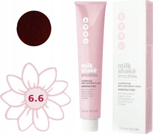 Milk Shake, Smoothies, ammoniakkfri, semi-permanent hårfarge 6.66R Dark Blonde Red, 100 ml (for kvinner)