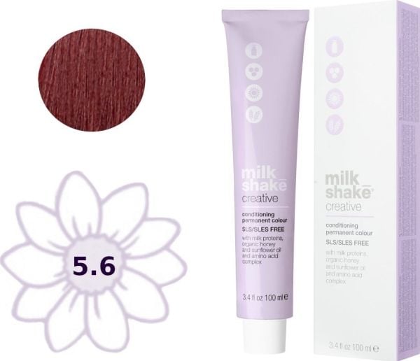 Milk Shake Creative 5.65R Kestävä hiusväri, tummanruskea punainen, 100ml