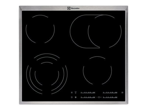 Electrolux EHF46547XK - Keramisk komfyrtopp - 4 plater - Nisje - bredde: 56 cm - dybde: 49 cm - med pynt av rustfritt stål - svart