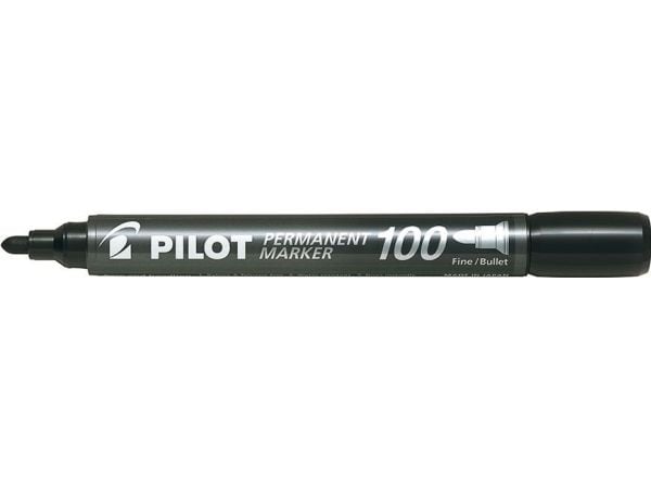 Marker Pilot 100 svart rund spets