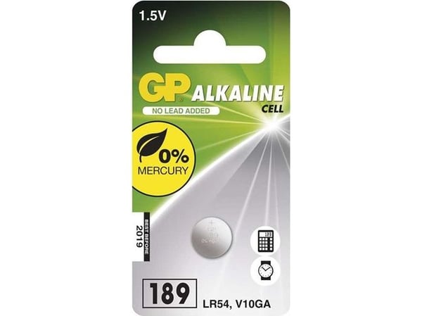 GP Batteries Alkaline Cell 189, Engangsbatteri, Alkalinsk, 1,5 V, 1 stykker, Rustfritt stål, 3,05 mm