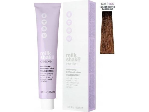 Permanent fargestoff Milk Shake Creative 6.346GC, mørk kobber gyldenblond, 100 ml