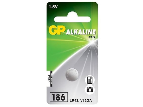 GP Batteries Alkaline Cell 186, Engangsbatteri, Alkalinsk, 1,5 V, 1 stykker, Rustfritt stål, 4,2 mm