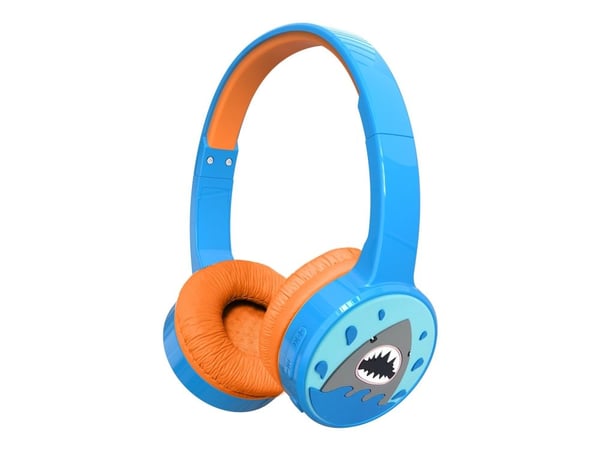 DENVER BTH-107BU - Hodetelefoner med mikrofon - full størrelse - Bluetooth - trådløs, kablet - 3,5 mm jakk - blå