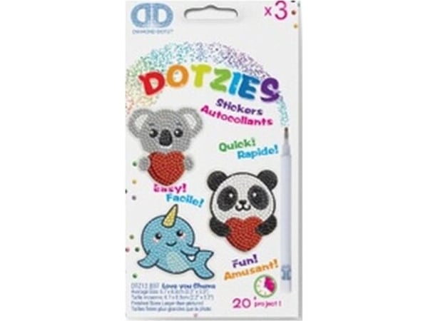 Diamond Dotz DIAMOND DOTS kreativt sett diamantmaling LOVE YOU CHUMS, 3 klistremerker, DTZ12.037