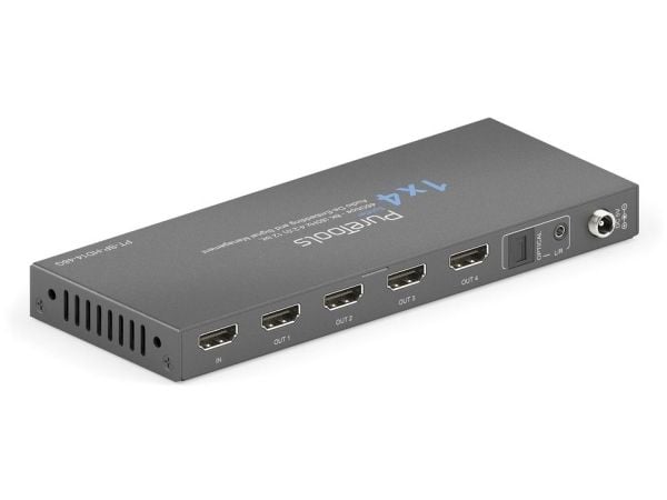 PureTools PT-SP-HD14-48G, HDMI, 4x HDMI, 3,5 mm, 7680 x 4320 piksler, Sort, Stål