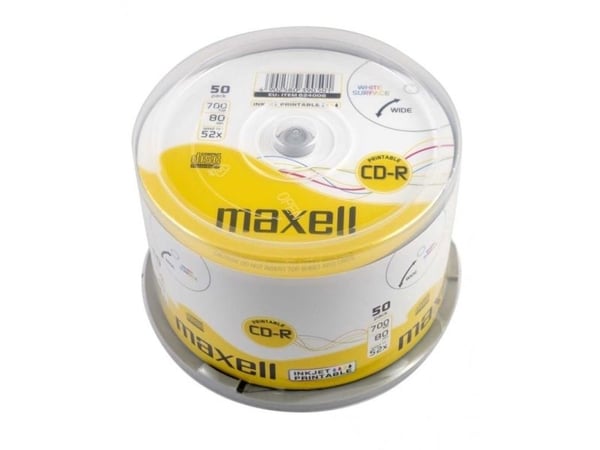 Maxell - 50 x CD-R - 700 MB (80min) 52x - utskrivbar yta - spindel