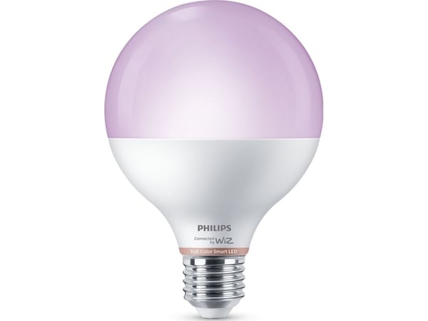 Philips Smart LED-lampa RGB G95, E27-sockel, 1055 lm, Wi-Fi/Bluetooth, Vit, Wi-Fi 4 (802.11n), 802.11b, 802.11g, LED, Plast, E27