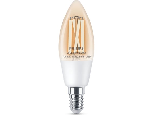 Philips Smart - LED-glödlampa med filament - form: C35 - klar finish - E14 - 4.9 W (motsvarande 40 W) - klass F - tonbar vit - 2700-6500 K