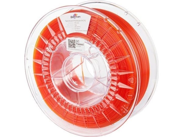 Spectrum Filaments 80736 Premium PCTG-filament PCTG kjemisk bestandig, lite lukt 1,75 mm 1000 g transparent orange (Orange) 1 stk