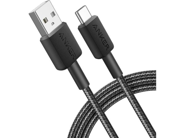 Anker 322, 1,8 m, USB A, USB C, 480 Mbit/s, musta