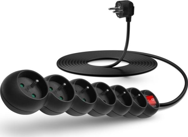 Connect IT CES-0999-BK, 5 m, inomhus, Svart, 6 AC-utgångar, 230 V, 2500 W
