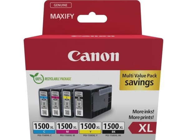 Canon PGI-1500XL mustekasetti, MAXIFY MB2050, alkuperäinen BK/C/M/Y, 4 kpl