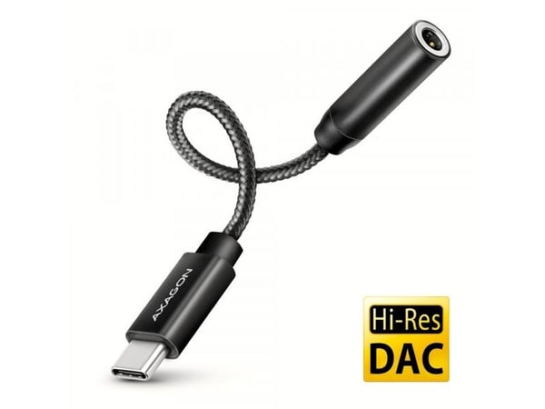 AXAGON ADA-HC - Audioadapter - USB-C hann til mini-phone stereo 3.5 mm hunn - 10 cm - DAC chip, 384 kHz/32-bit