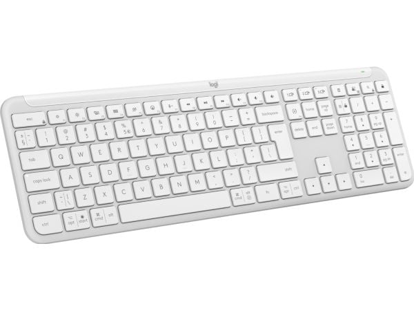 Logitech Signature Slim K950 - Tastatur - 100% - full size - trådløs - Bluetooth 5.1 LE - QWERTY - US International - elfenbenshvit