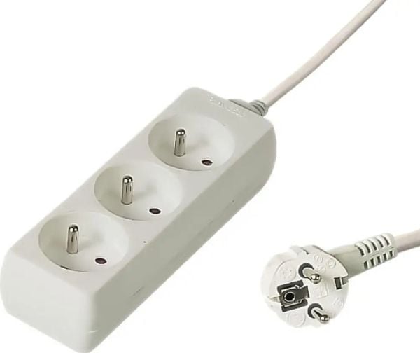 PremiumCord PP3-07, 7 m, Valkoinen, 3 AC-pistorasia(a), 230 V, Valkoinen