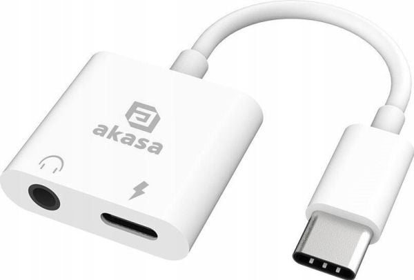 Akasa AK-CBCA30-08WH, USB Type-C, USB Type-C +3.5mm Jack, Valkoinen