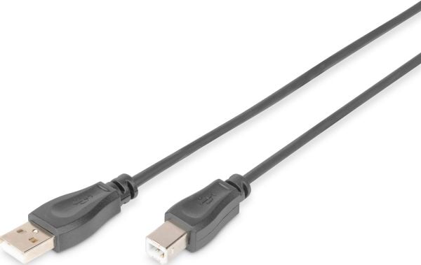 DIGITUS - USB-kaapeli - USB (uros) - USB Type B (uros) - 3 m - muotoiltu - musta
