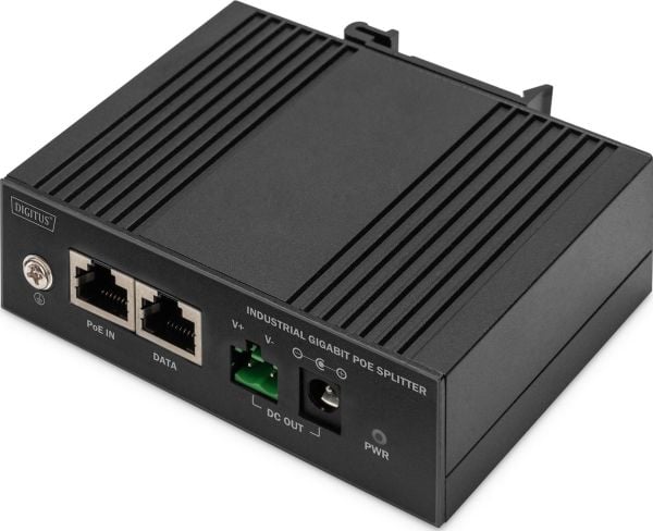 DIGITUS - PoE splitter (DIN-skinnemonterbar) - Gigabit Ethernet, industrial - DC 48 V - 60 watt