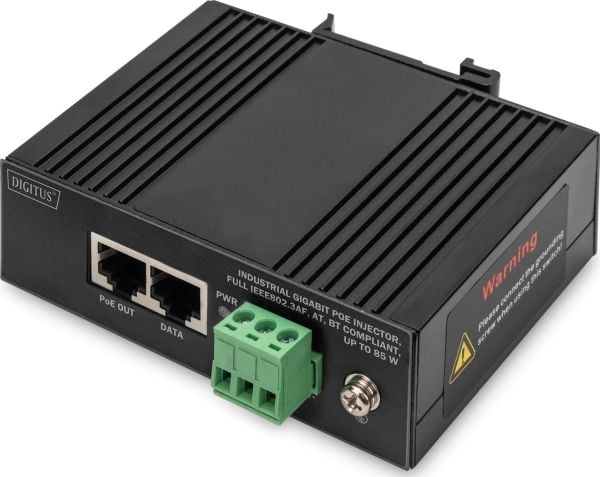 DIGITUS - Strøminjektor (DIN-skinnemonterbar) - Gigabit Ethernet, industrial - DC 45-56 V - 85 watt - utgangskontakter: 1