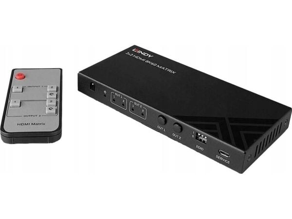 Lindy 38313, AV-matrisevelger, 7680 x 4320 piksler, 40 Gbit/s, LPCM, Svart, Metall
