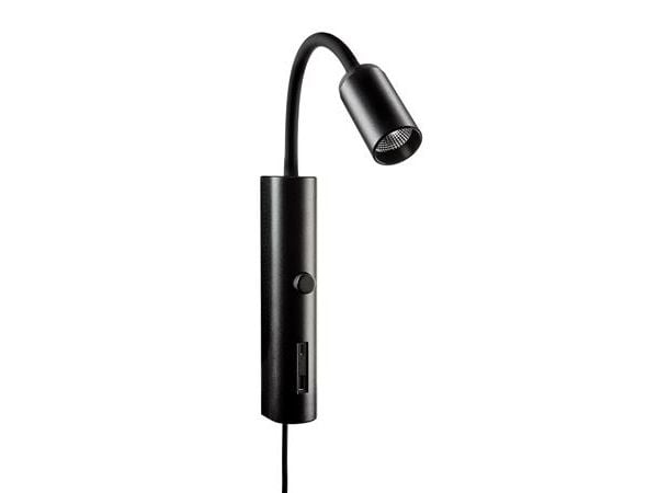 SG ARMATUREN Tube Wall Sort USB 360lm 3000K Ra 98 Integreret lysdæmper