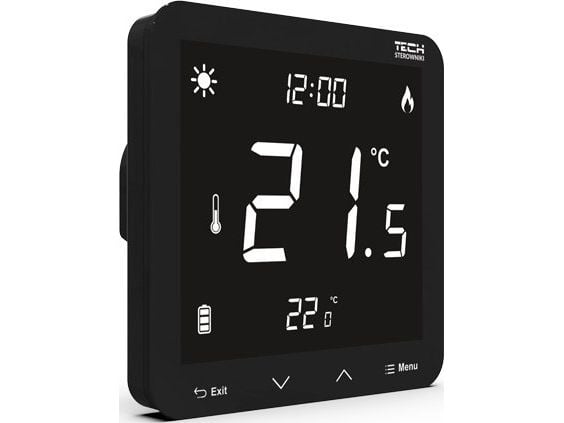 Tech-styrenhet ST-297V3, tvåvägs väggmont., infällt (3 mm glas) svart