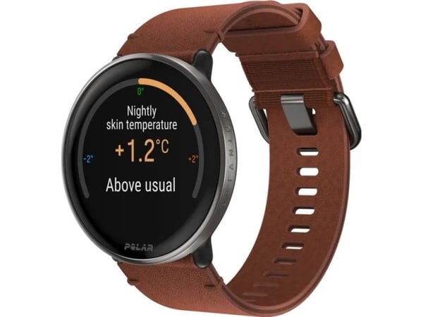 Polar Ignite 3 Titanium - Sportsur med bånd - lær - sun-kissed bronze - båndbredde: S/L - display 1.28" - 32 MB - Bluetooth - 36 g