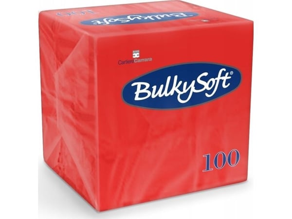 Serviet Bulkysoft 24x24 cm 2-lag Rød,100 kpl/pk