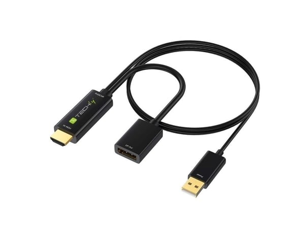 TECHly - Video adapter - HDMI hann til DisplayPort, USB (kun strøm) - svart - 4 Kx2K60 Hz-støtte
