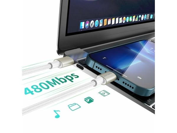 4smarts 540621, USB C, USB C, USB 2.0, 0,48 Gbit/s, Sølv, Hvit