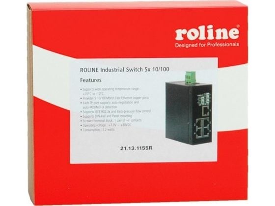 ROLINE Industrial Switch, 5x RJ-45, unmanaged, Full tosidig