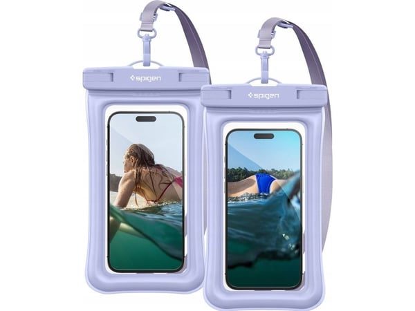 Spigen Aqua Shield A610 - Skyddande vattentätt fodral för mobiltelefon - termoplastisk polyuretan (TPU), polyvinylklorid - vattenblå - 6.9" (paket ...