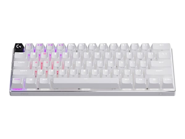 Logitech G PRO X 60 - Tastatur - 60% - TKL - bakgrunnsbelyst - trådløs - 2.4 GHz, Bluetooth - QWERTY - Pan Nordic - hvit