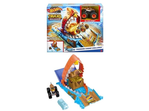 Hot Wheels Monster Trucks ARENA SMASHERS TREASURE CHOMP CHALLENGE-lekset, Action/äventyr, 4 År, Multifärg, Plast, Metall