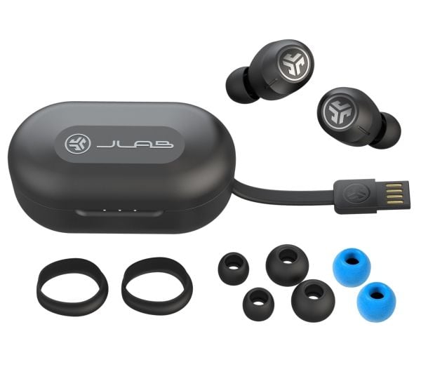JLab JBuds 3 - True wireless-hodetelefoner med mikrofon - i øret - Bluetooth - aktiv støydemping - svart