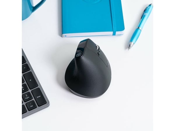 JLab JBUDS ERGONOMIC, Høyre hendt, Vertikalt design, RF trådløs + Bluetooth, 2400 DPI, Svart