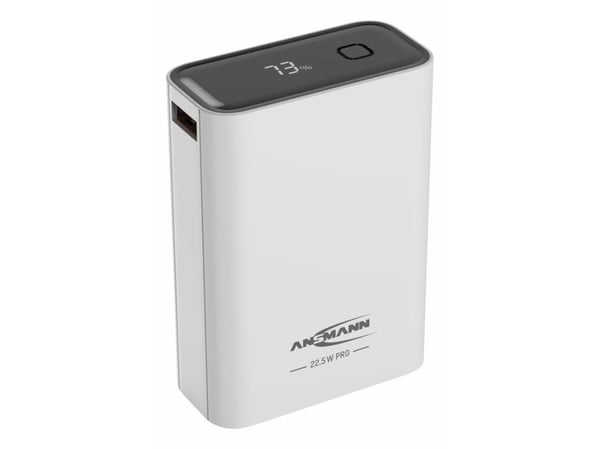 Ansmann PB222PD, 20000 mAh, Lithium Polymer (LiPo), Power Delivery, Programmable Power Supply (PPS), Quick Charge 3.0, SuperCharge, 22,5 W, Hvit