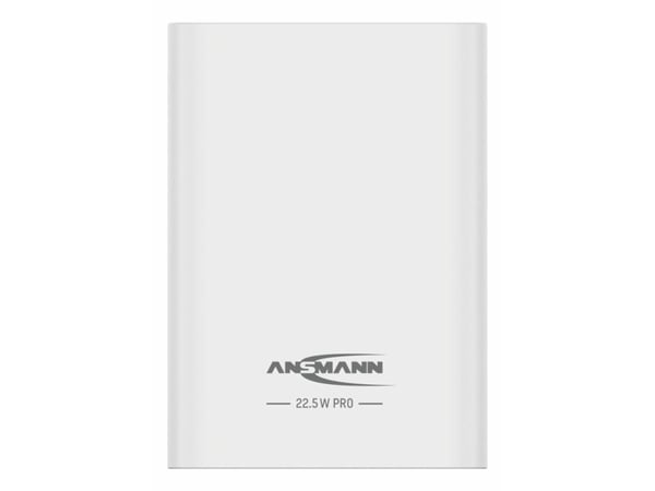 Ansmann PB222PD, 20000 mAh, Lithium Polymer (LiPo), Power Delivery, Programmable Power Supply (PPS), Quick Charge 3.0, SuperCharge, 22,5 W, Hvit