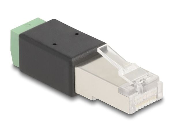Delock - Nettverkkontakt - RJ-45 (hann) til 2-pins terminalblokk - svart, grønn