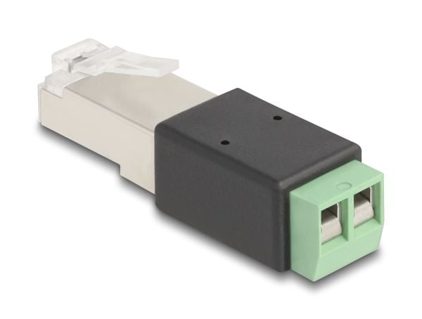 Delock - Nettverkkontakt - RJ-45 (hann) til 2-pins terminalblokk - svart, grønn