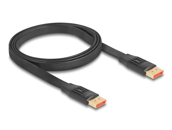 Delock - DisplayPort-kabel - DisplayPort (hann) til DisplayPort (hann) - DisplayPort 1.4 - 1 m - 8K 60Hz støtte, flat ribbon - svart