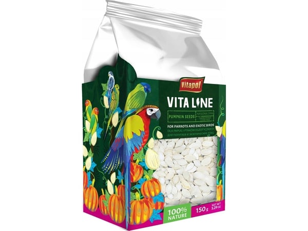 Vitapol Vitaline gresskarfrø for papegøyer og eksotiske fugler 150g, 4 stk/disp