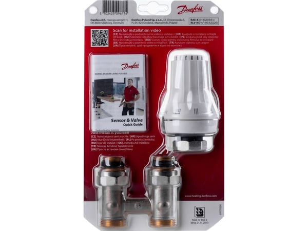 Danfoss sett med 2 deler, rett - termostat-/radiatordel RAE-K, tilkoblingsmodul VKO Danfoss, for radiatorer KERMI/KORADO/KORAD/PURMO/RADSON/STELRAD Danfoss sett med 2 deler, rett - termostat-/radiatordel RAE-K, tilkoblingsmodul VKO Danfoss, for radiatorer KERMI/KORADO/KORAD/PURMO/RADSON/STELRAD